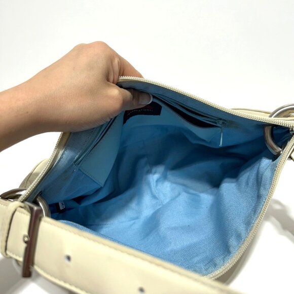 Hobo International Cream Leather Shoulder Bag With Blue Interior - Picture 8 of 11
